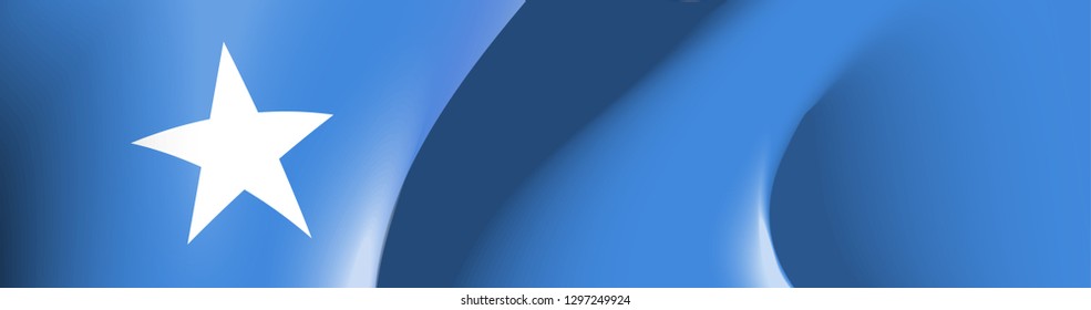 illustration festive banner with state flag of The Federal Republic of Somalia. Card with flag and coat of arms Happy Federal Republic of Somalia Day 2019. picture banner July 1 of foundation day