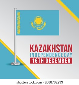 Illustration festive banner with state flag of Kazakhstan. Happy Kazakhstan. picture banner december 16th