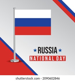 Illustration festive banner with state flag of Russia. Happy Russia. picture banner National day