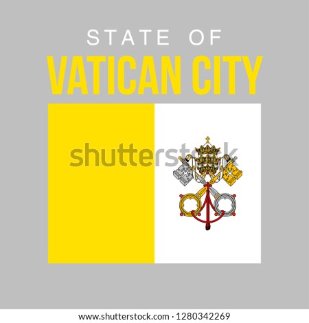 illustration festive banner with state flag of The state of Vatican City. Card with flag and coat of arms Happy state of Vatican City Day 2019. picture banner February 11 of foundation day