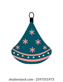 Illustration of a festive ornament typically used for Christmas tree decoration, featuring vibrant colors and elegant details, isolated on a white background.