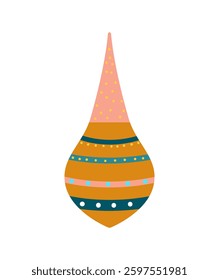 Illustration of a festive ornament typically used for Christmas tree decoration, featuring vibrant colors and elegant details, isolated on a white background.
