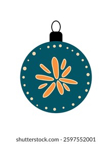 Illustration of a festive ornament typically used for Christmas tree decoration, featuring vibrant colors and elegant details, isolated on a white background.