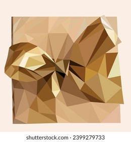 illustration of festive package with a white bow made of triangles of different sizes, drawn in low poly style