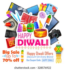 illustration of Festive Shopping Offer for Diwali holiday promotion and advertisement