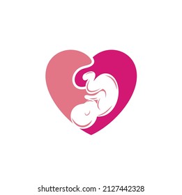 illustration of fetus, pregnancy icon, vector art.