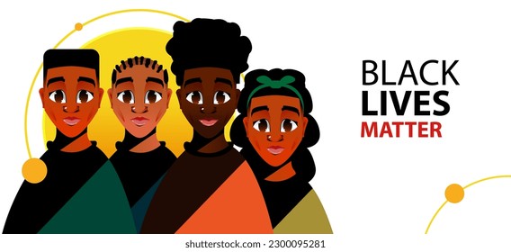  illustration of a few black person. Banner illustration of black people, with different hairstyles