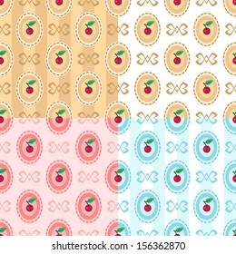Illustration of a few cherry seamless patterns