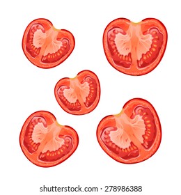 illustration of few slice of tomatoes on white background