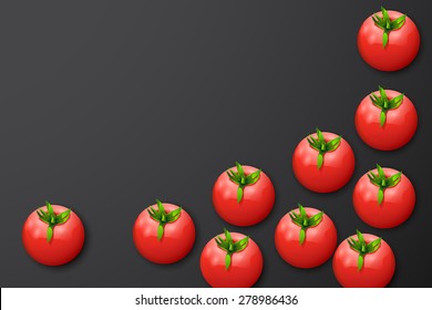 illustration of few tomatoes on dark grey background