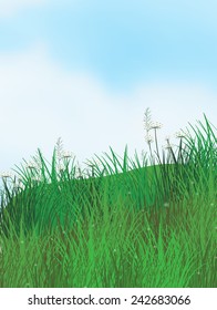 Illustration of a field with tall grass