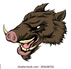 An illustration of a fierce boar animal character or sports mascot
