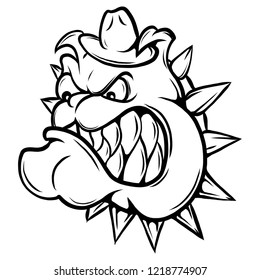 An illustration of a fierce bulldog animal character or sports mascot