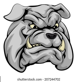 An illustration of a fierce bulldog animal character or sports mascot