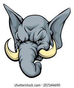 An illustration of a fierce elephant animal character or sports mascot