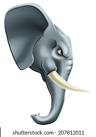 An illustration of a fierce elephant animal character or sports mascot