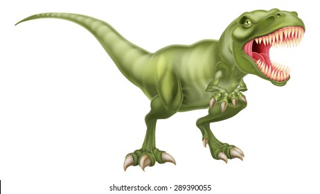 An illustration of a fierce tyrannosaurs rex dinosaur roaring