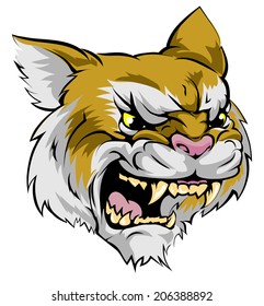 An illustration of a fierce wildcat animal character or sports mascot