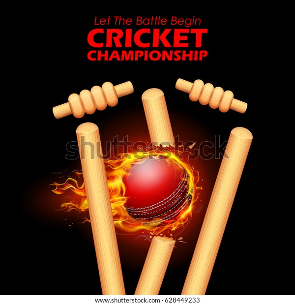illustration of Fiery ball breaking the\
stumps for Cricket\
Championship
