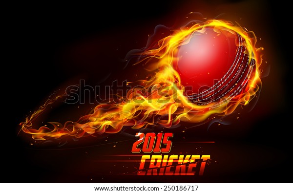 illustration\
of fiery cricket ball in abstract\
background