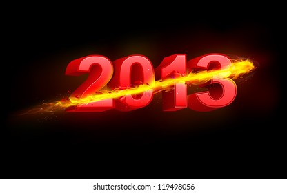 illustration of fiery Happy New Year background for 2013