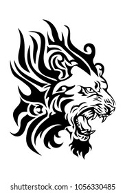 Illustration Fiery Lion Head Tattoo Isolated Stock Vector (Royalty Free ...