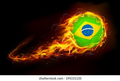 illustration of fiery soccer ball in Football background