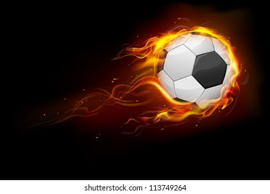 illustration of fiery soccer ball showing speed