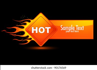 illustration of fiery text tag for hot text