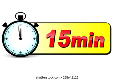 illustration of fifteen minutes stopwatch design icon