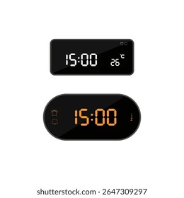 illustration of at fifteen o'clock digital clock icon sign and symbol. colored icon for website design