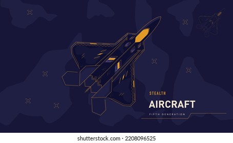 Illustration der F22 Raptor Aircraft der fünften Generation - ein für die US-Luftwaffe entwickeltes taktisches Flugzeug mit einem einzigen Sitz, zwei Triebwerken und All-Wetter-Targets.