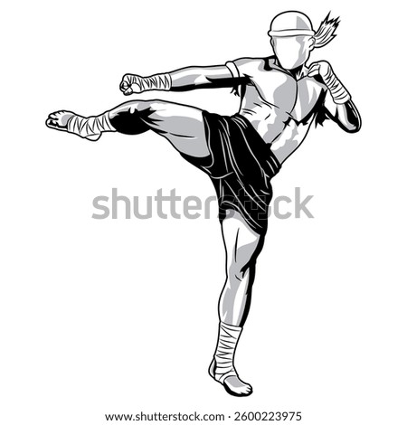 illustration of fighter kicking art vector