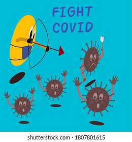 
illustration of fighting the covid virus by way of an arrow