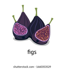 illustration with figs of different varieties. chopped figs