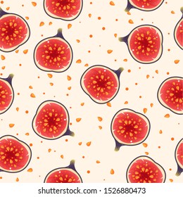 Illustration of figs pattern on a white background with seeds
