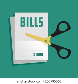 Illustration figuratively showing the process of bills cutting