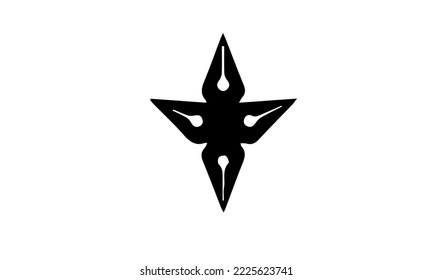 Illustration of a figure consisting of a combination of 4 fountain pen nibs.