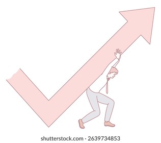 An illustration of a figure pushing an upward trend arrow, symbolizing effort needed for business growth