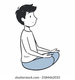 Illustration of Figure sitting cross legged, meditating.