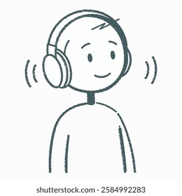 Illustration of Figure wearing headphones, listening to a hearing test.