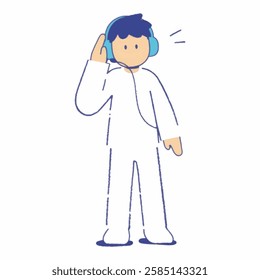 Illustration of Figure wearing headphones, nodding to the beat. Listen to music.