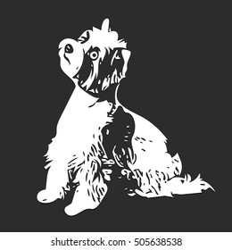 Illustration Figure White Dog on a Gray Background