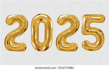 Illustration Zahlen 2025 Golden Ballons Frohes neues Jahr Party Silvester Vektor