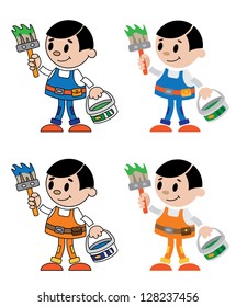 illustration of a figures of house painter