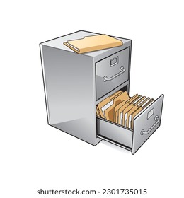 Illustration of file drawer full of document