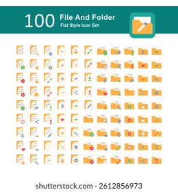 Illustration of File and Folder Collection design Flat Icon. File and Folder Flat  Icon Pack. Set of File and Folder flat Icon