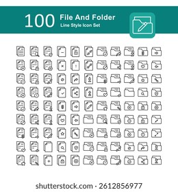 Illustration of File and Folder Collection design Line Icon. File and Folder Outline Icon Pack. Set of File and Folder Line Icon