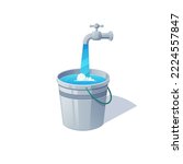 Illustration fill the water in the bucket until it's full vector.