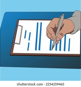 illustration of filling out documents using a pen